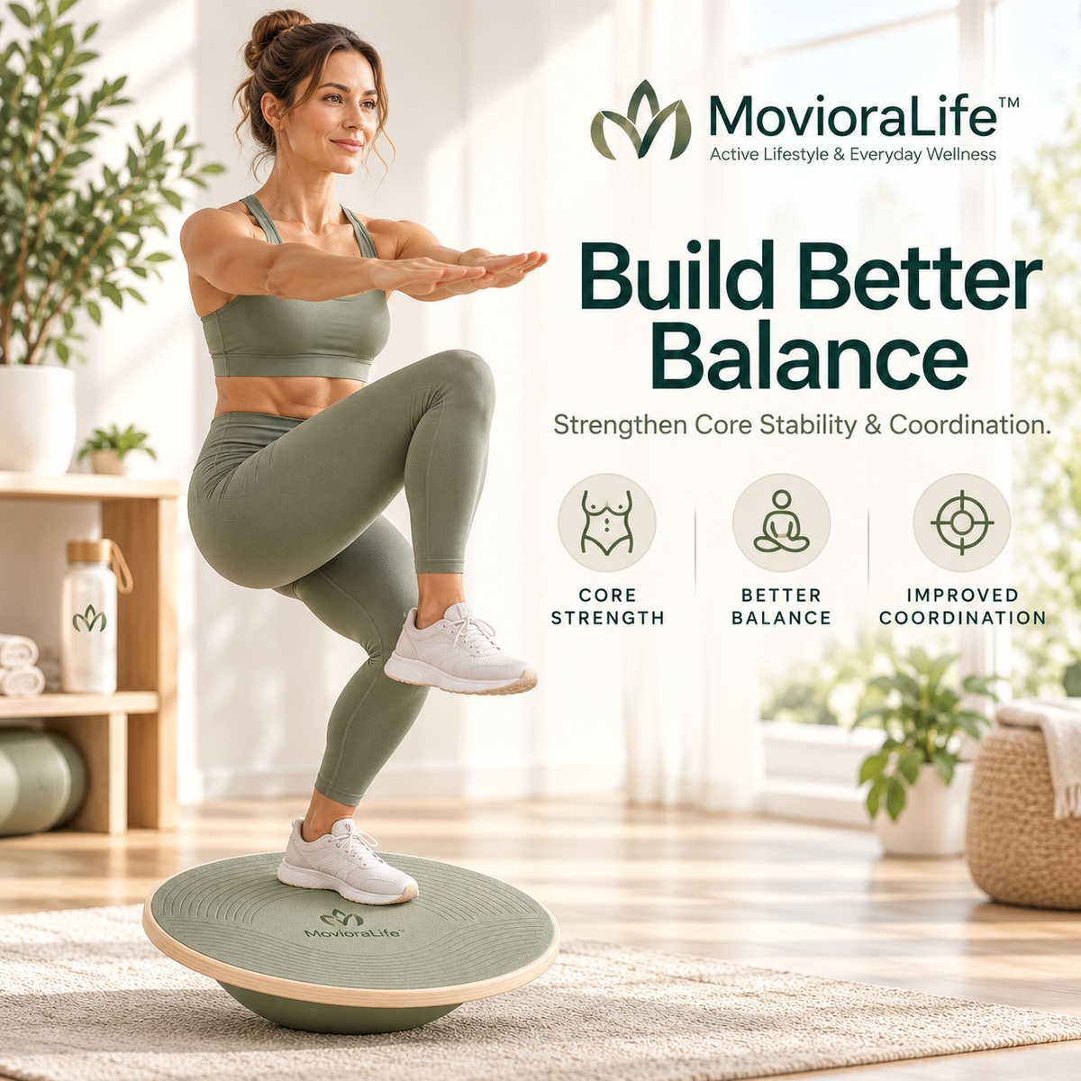 MovioraLife™ Balance Training Board