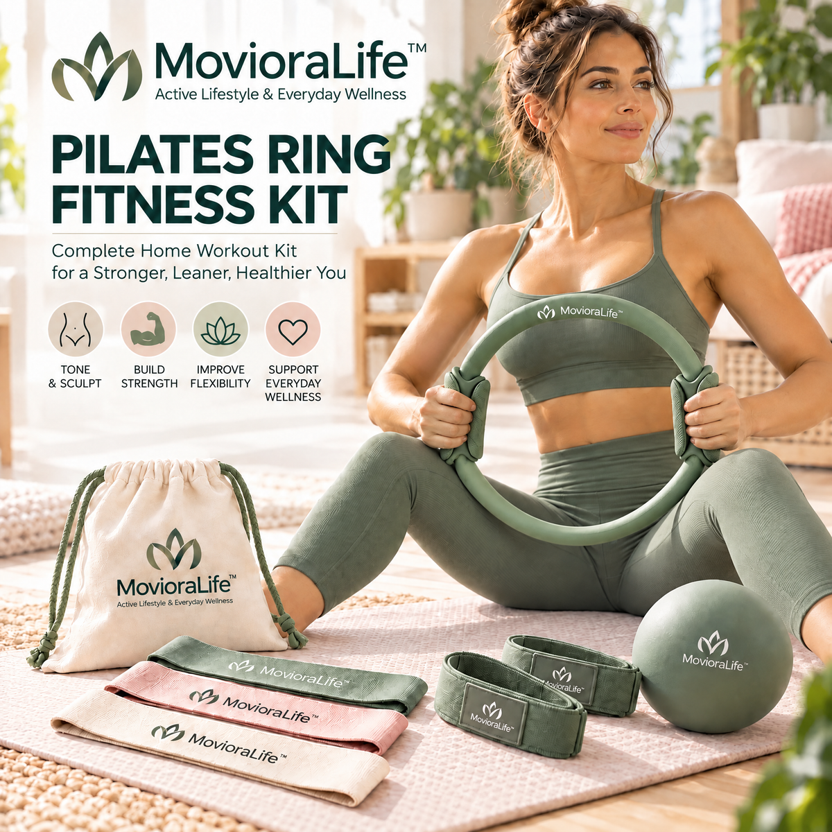 MovioraLife™ Pilates Ring Fitness Kit