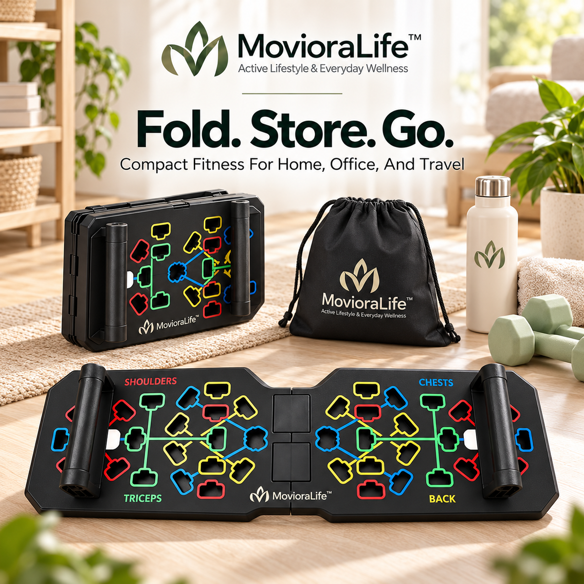 MovioraLife™ Foldable Push Up Board