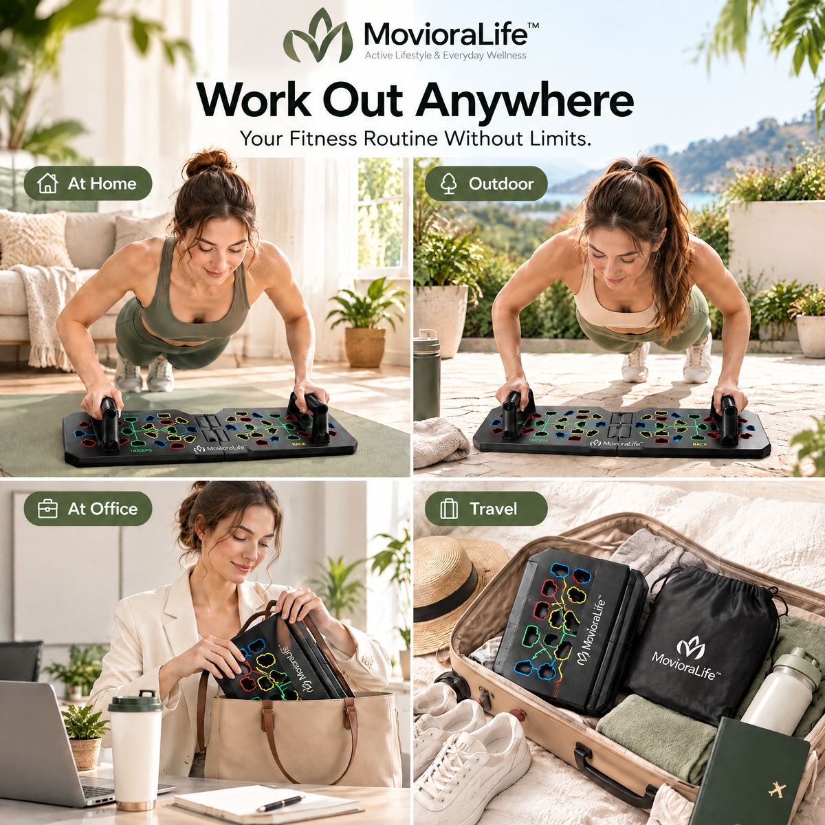 MovioraLife™ Foldable Push Up Board