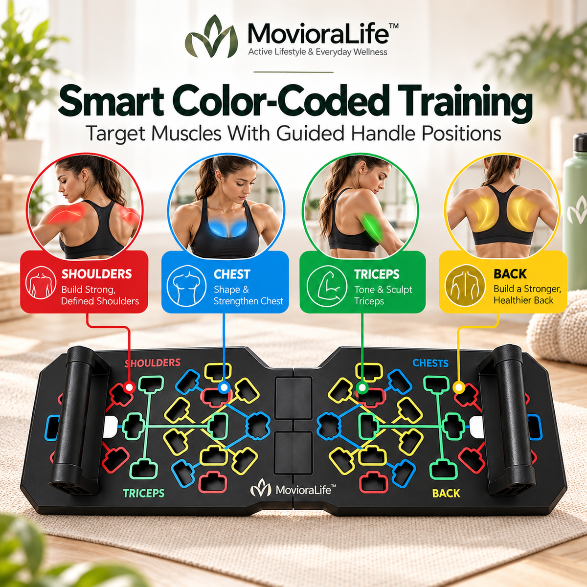 MovioraLife™ Foldable Push Up Board