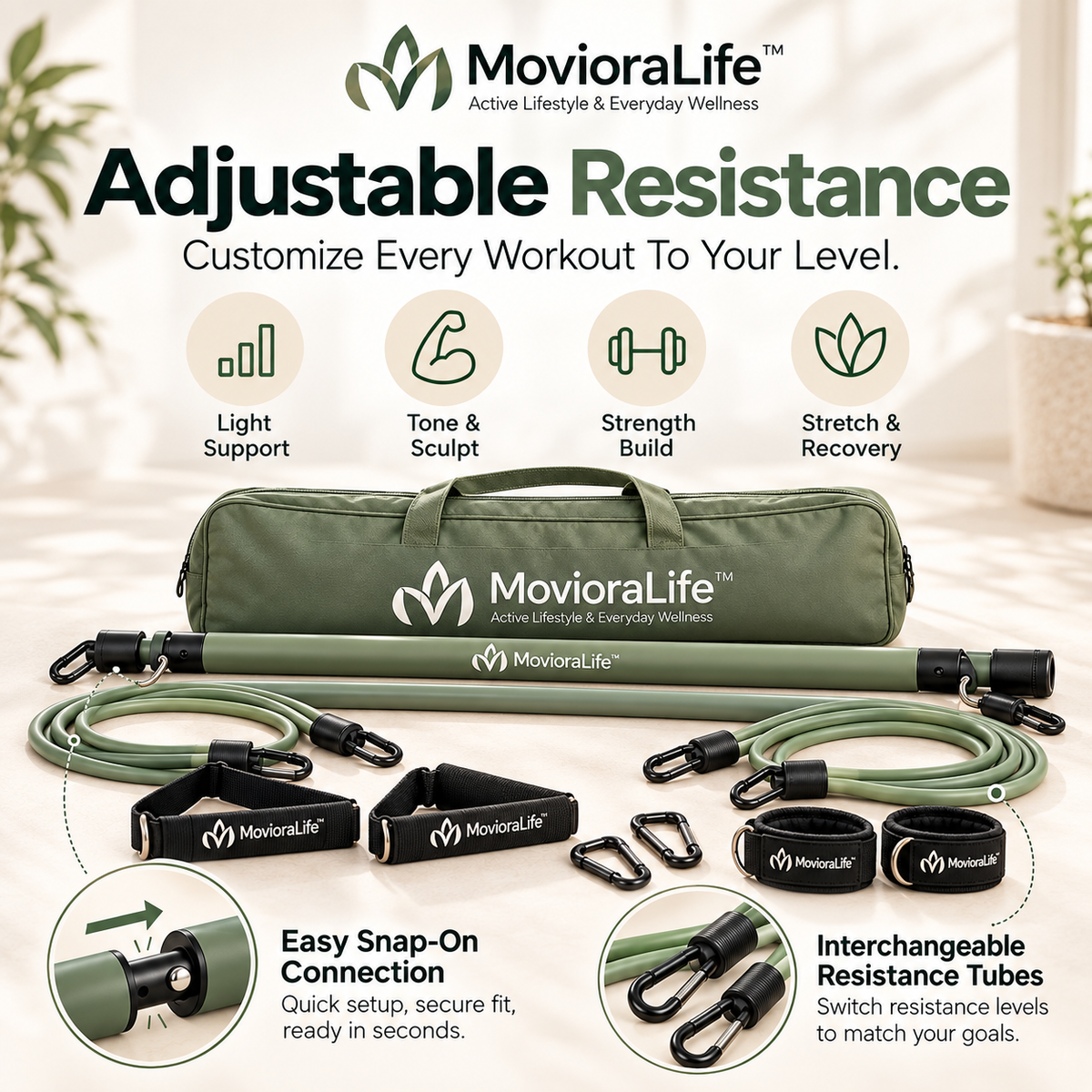 MovioraLife™ Portable Pilates Bar Kit