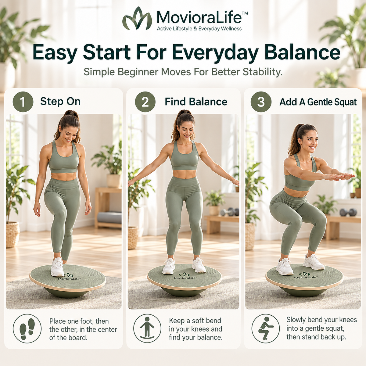 MovioraLife™ Balance Training Board