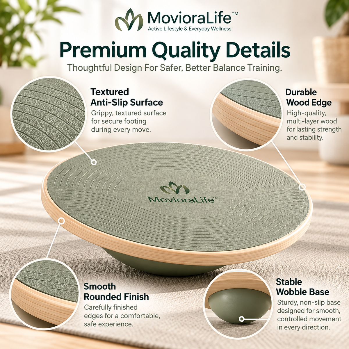 MovioraLife™ Balance Training Board