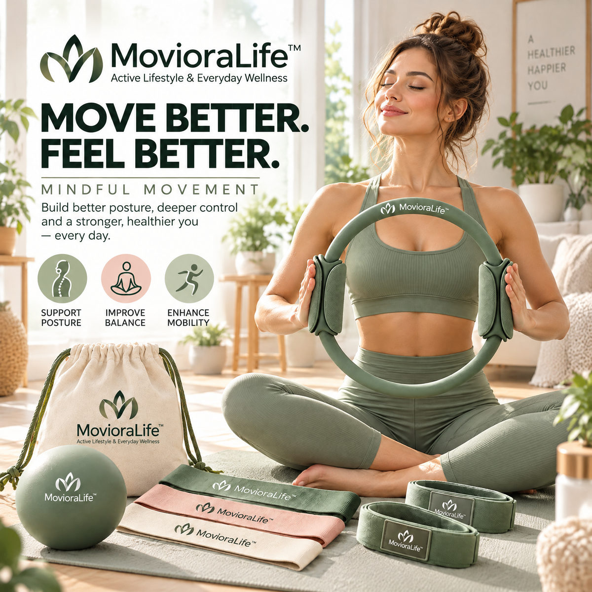 MovioraLife™ Pilates Ring Fitness Kit