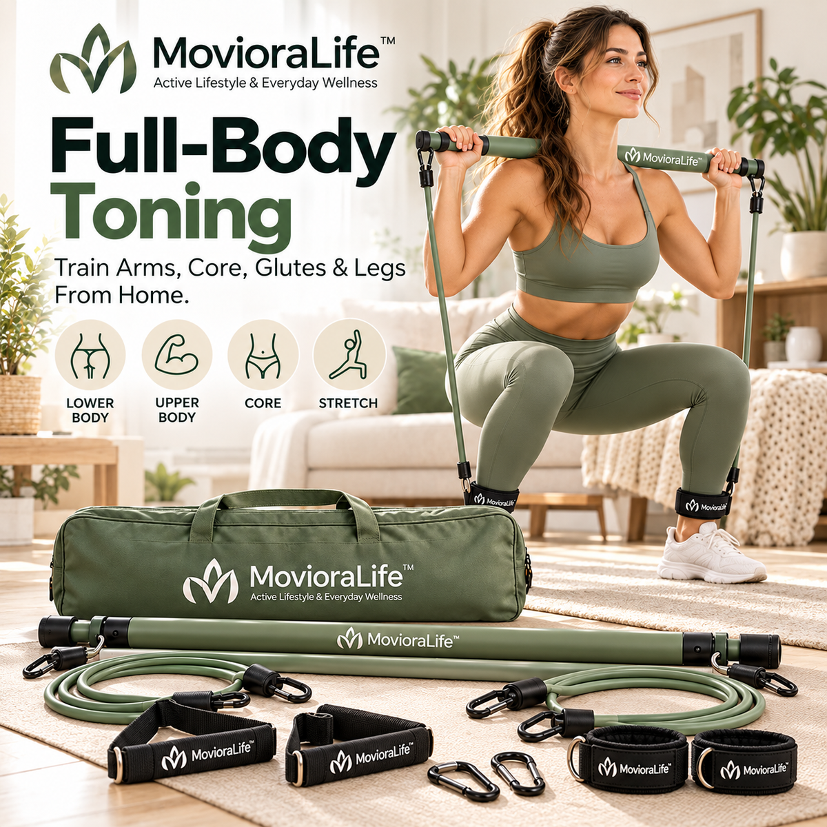 MovioraLife™ Portable Pilates Bar Kit
